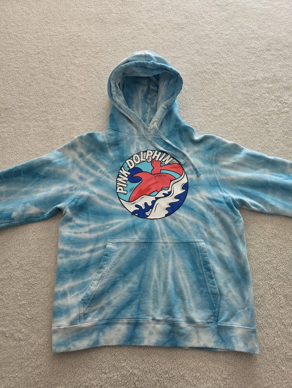 Pink Dolphin Pullover Hoodie, Men's Size Small, GUC - Blue Tie-Dye